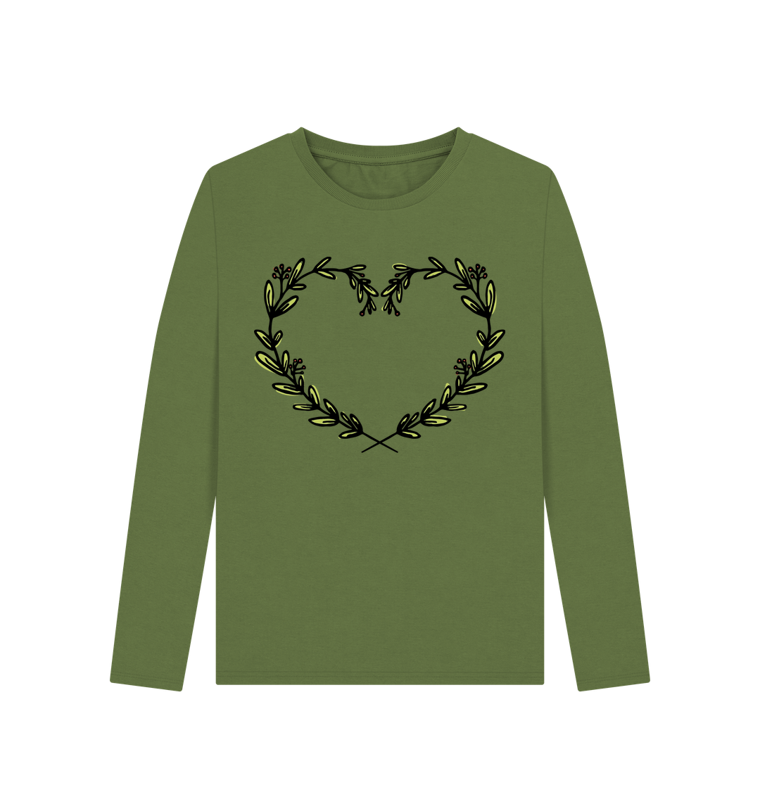 Khaki Mistletoe Design - Women's Long Sleeve T-shirt