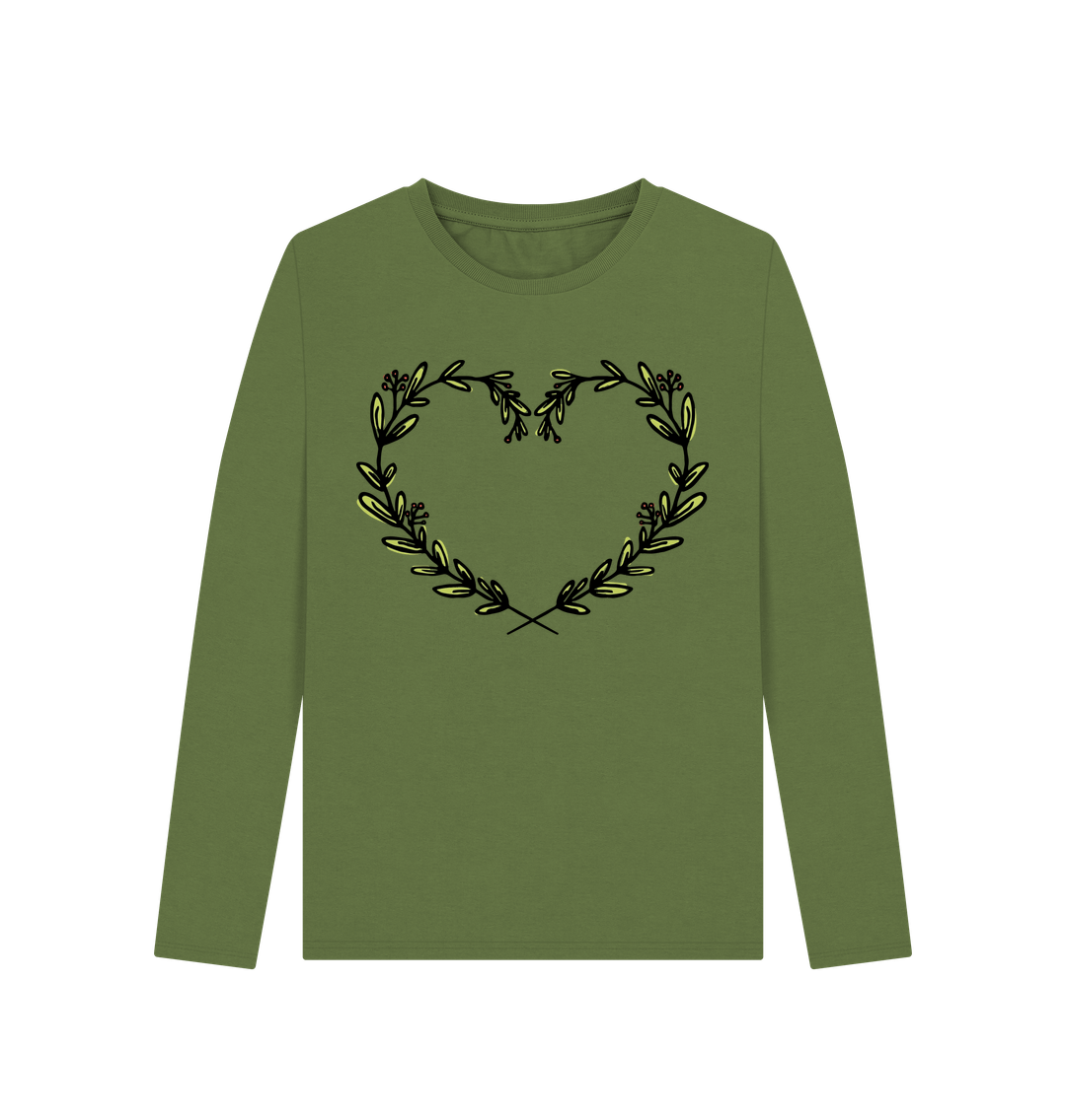 Khaki Printed Long Sleeve T Shirt Front