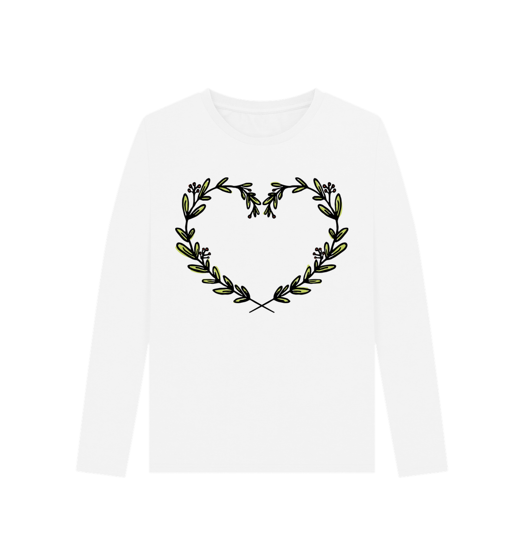 White Printed Long Sleeve T Shirt Front