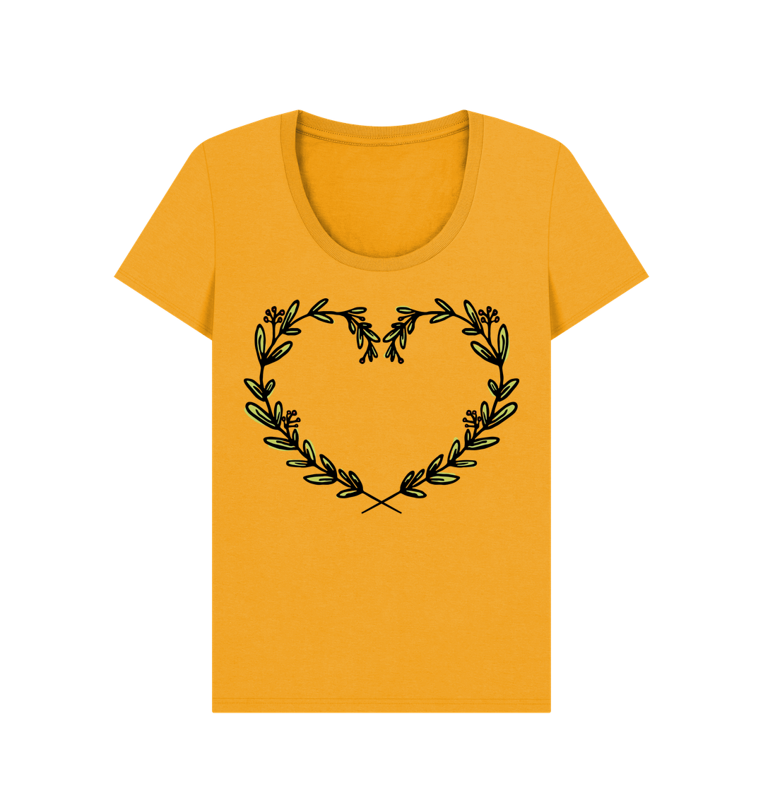 Mustard Mistletoe Design - Women's Scoop Neck T-Shirt