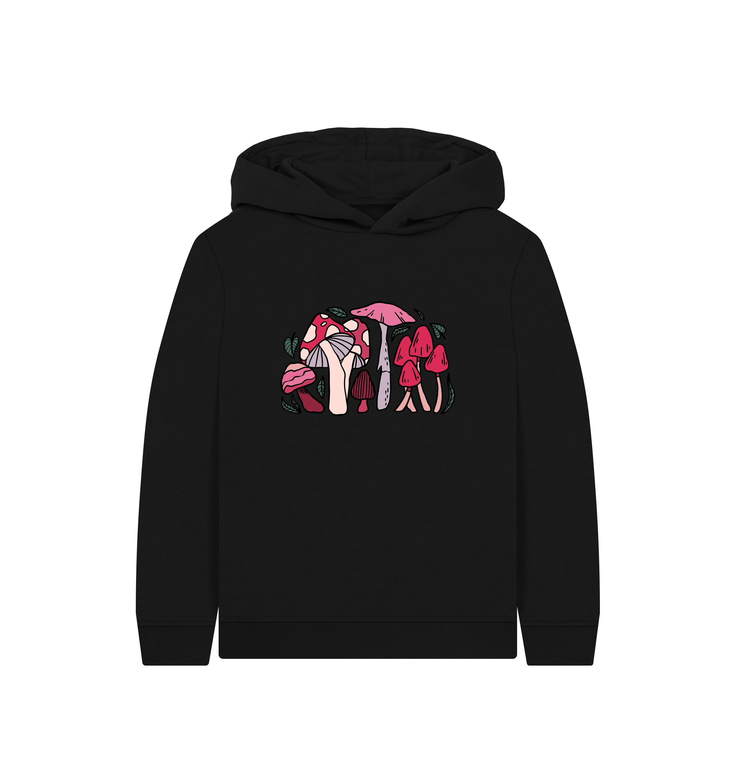 Black Printed Kids Hoodie Front