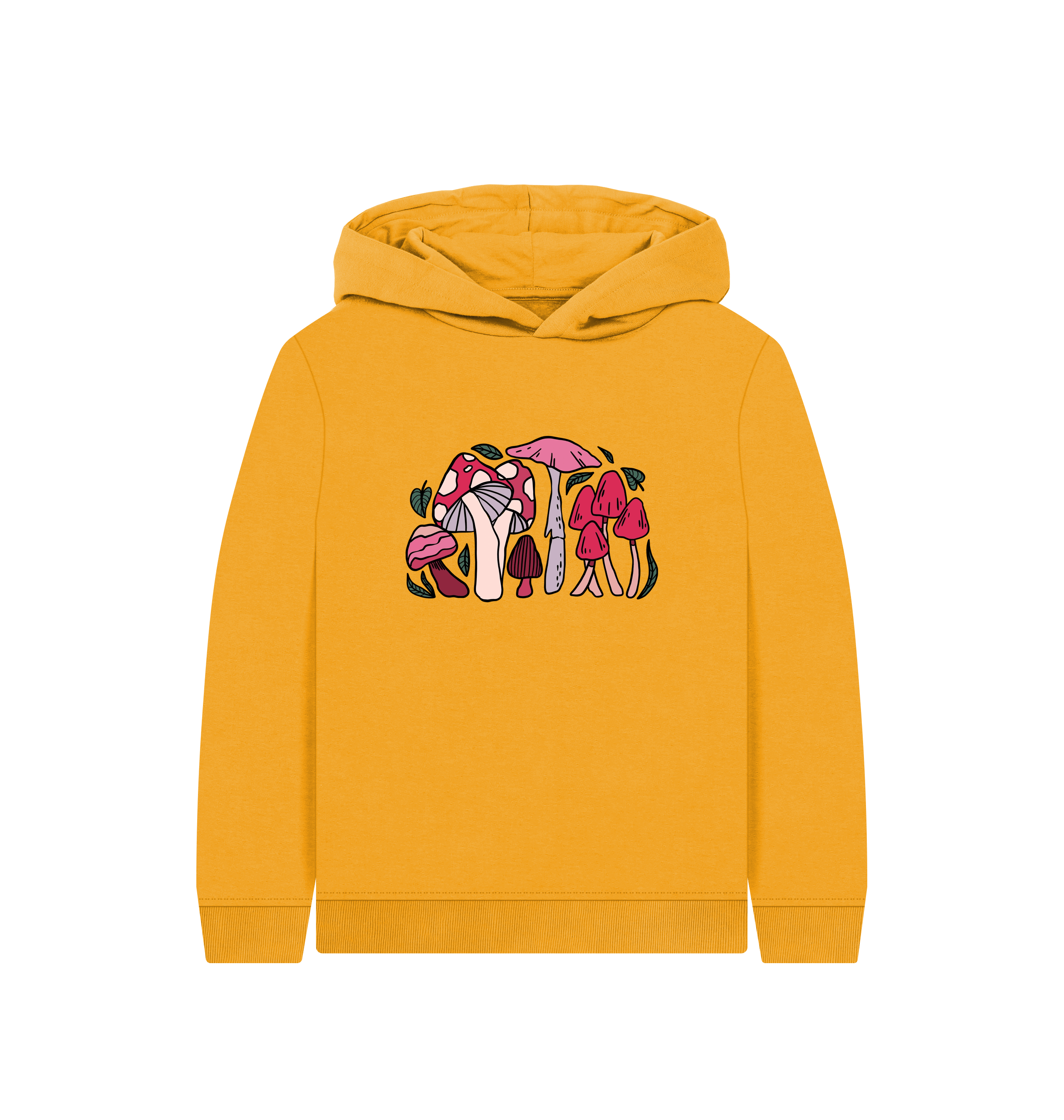 Mustard Printed Kids Hoodie Front