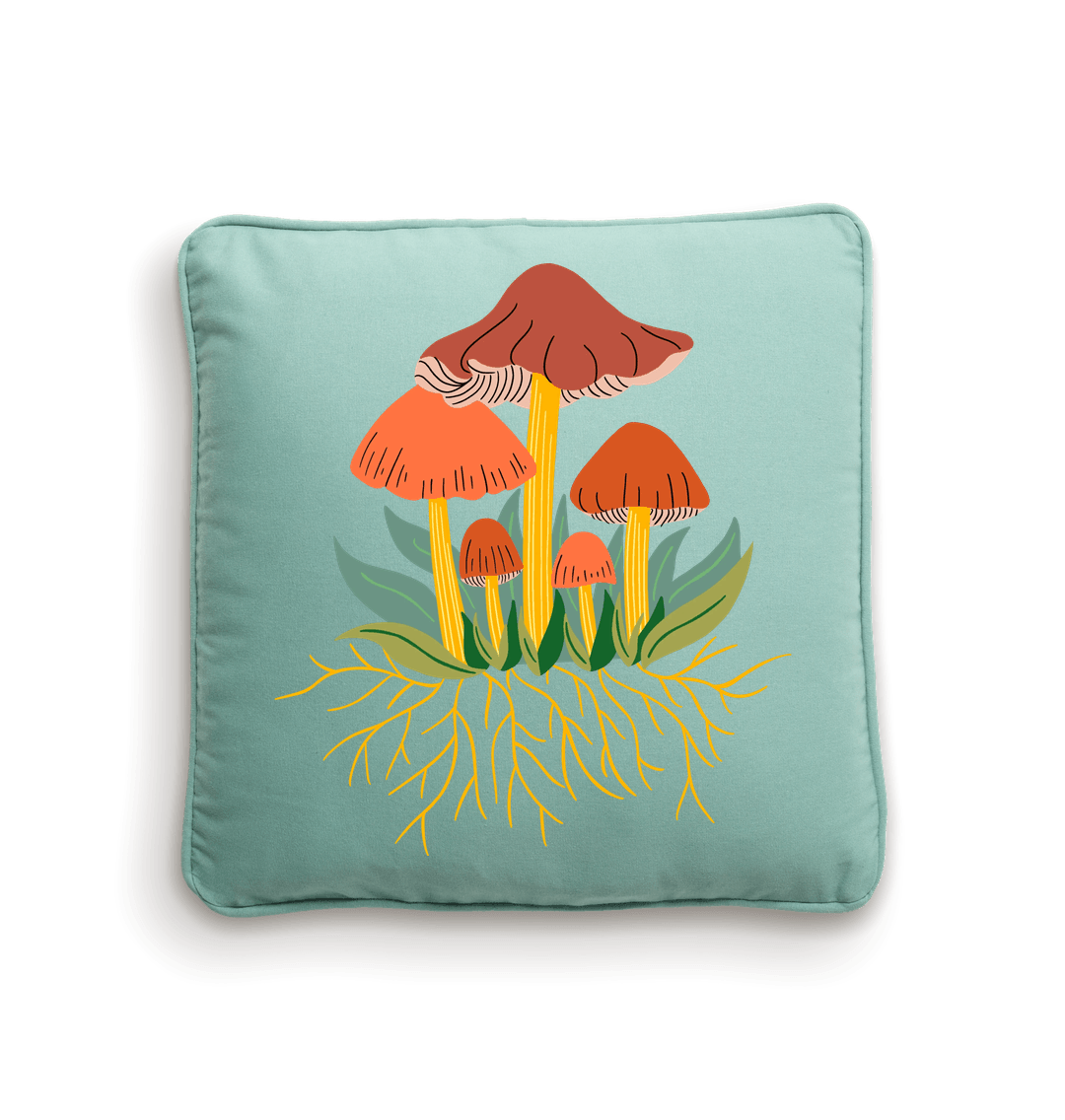 Natural/Sage Green Fungi Cushion Cover