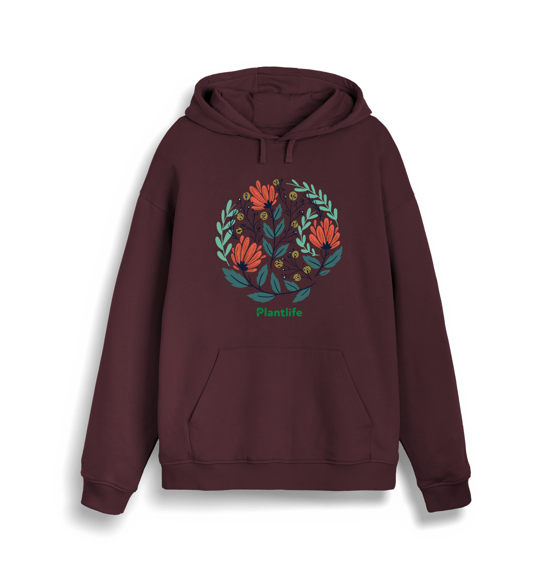 Red Brown Flower Design - Unisex Iconic Hoodie Sweatshirt