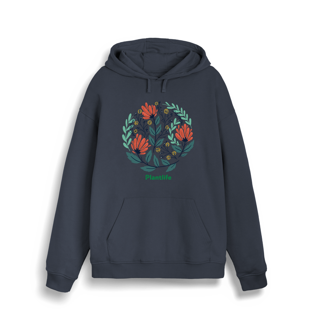 India Ink Grey Flower Design - Unisex Iconic Hoodie Sweatshirt