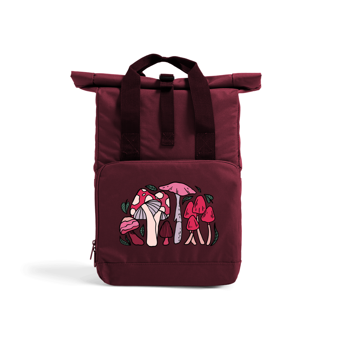 Burgundy Fungi Rolled-top Backpack