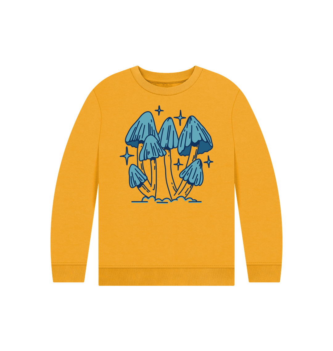 Mustard Blue Fungi Design - Organic Jumper (Kids)