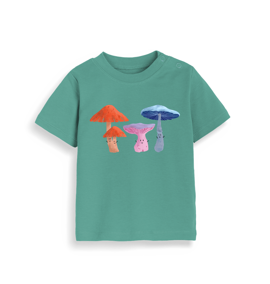 Sage Green Happy Fungi Design - Baby T-shirt