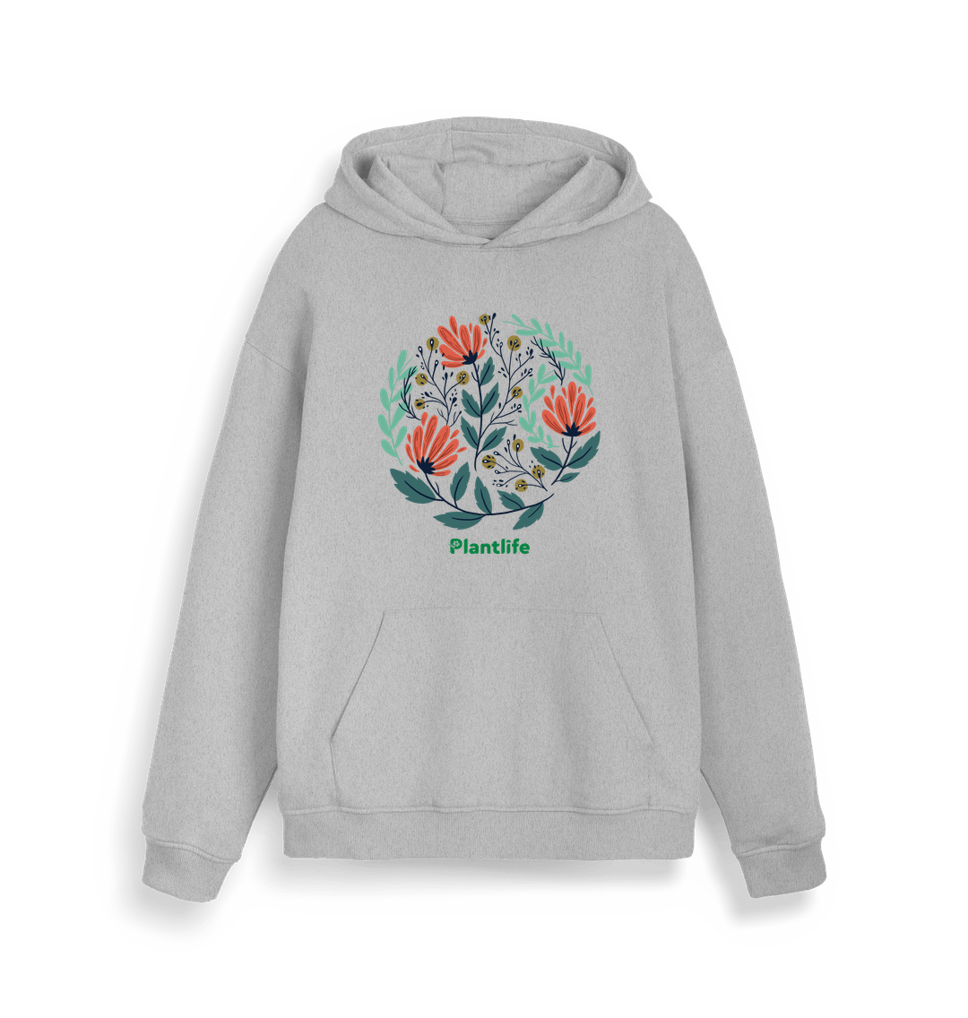 Heather Grey Flower Design - Unisex Hoodie Sweatshirt