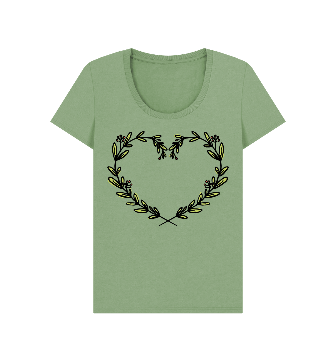 Sage Mistletoe Design - Women's Scoop Neck T-Shirt