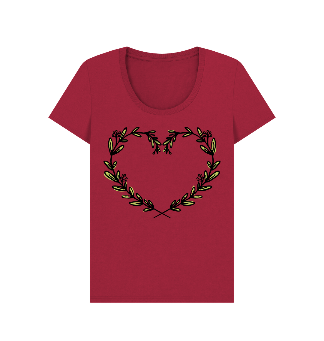 Cherry Mistletoe Design - Women's Scoop Neck T-Shirt