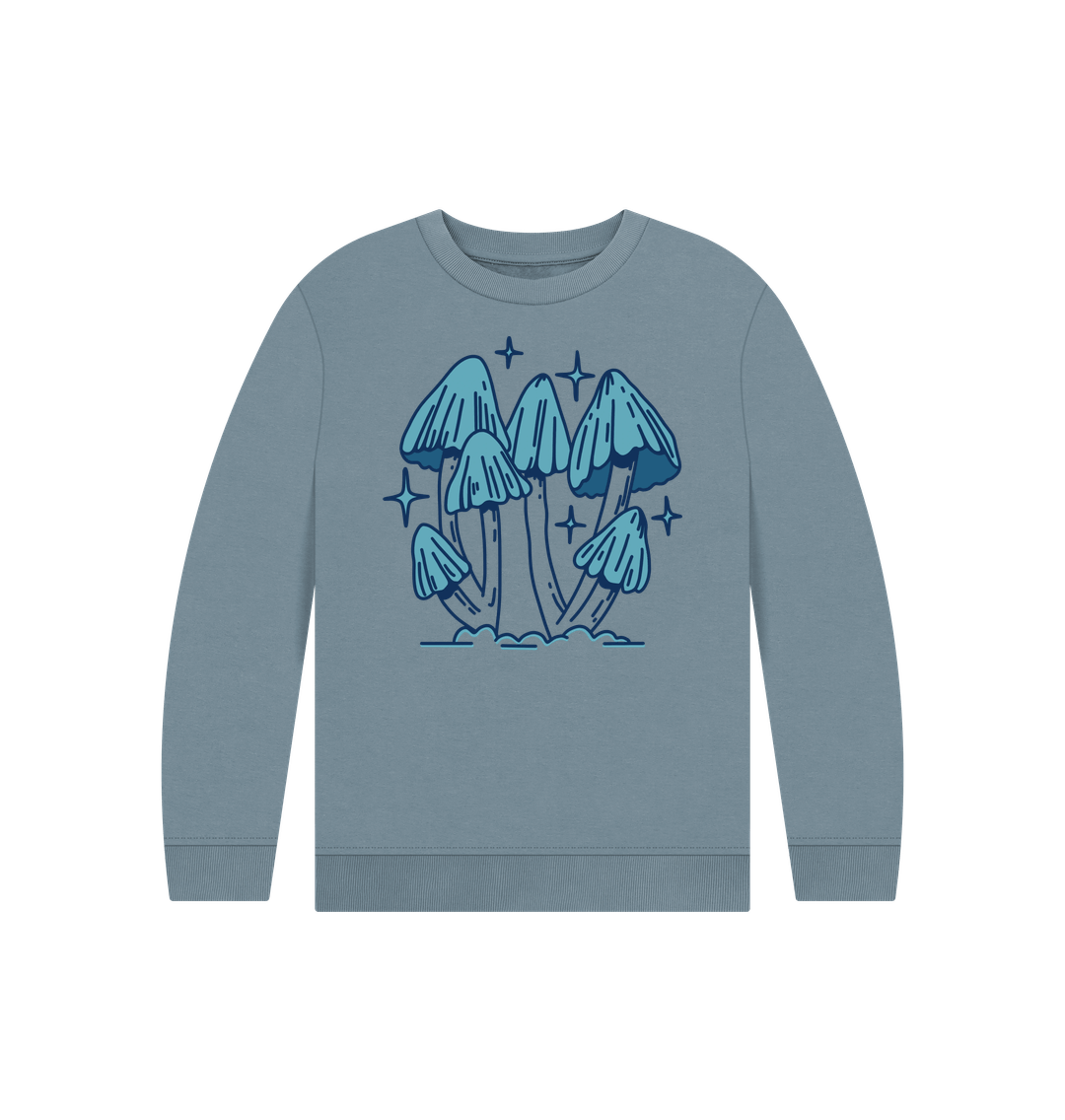 Stone Blue Blue Fungi Design - Organic Jumper (Kids)