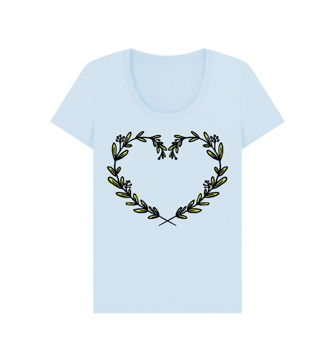 Sky Blue Mistletoe Design - Women's Scoop Neck T-Shirt