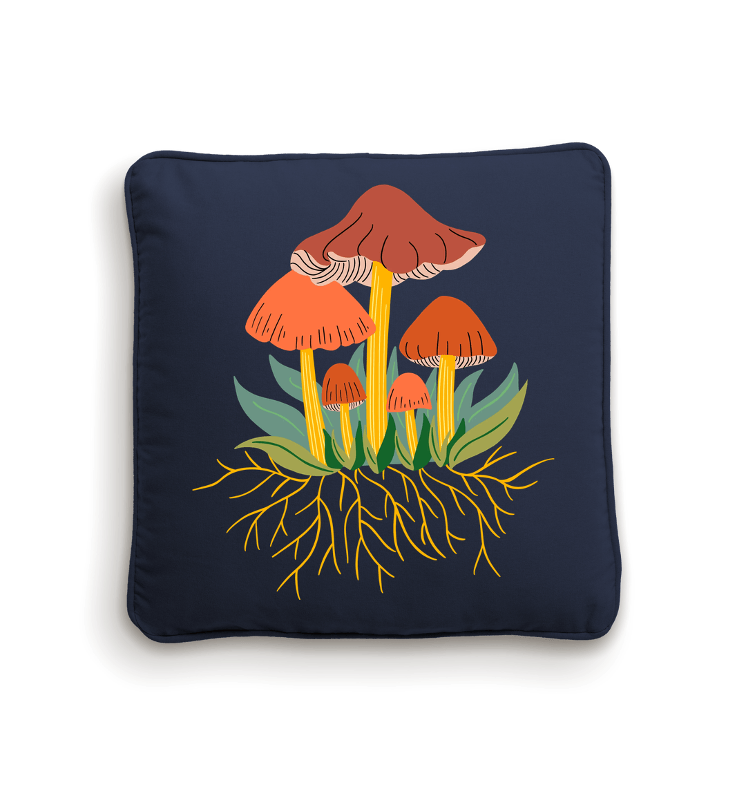 Natural/French Navy Fungi Cushion Cover