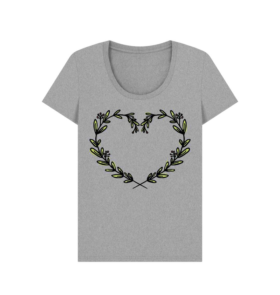 Athletic Grey Mistletoe Design - Women's Scoop Neck T-Shirt