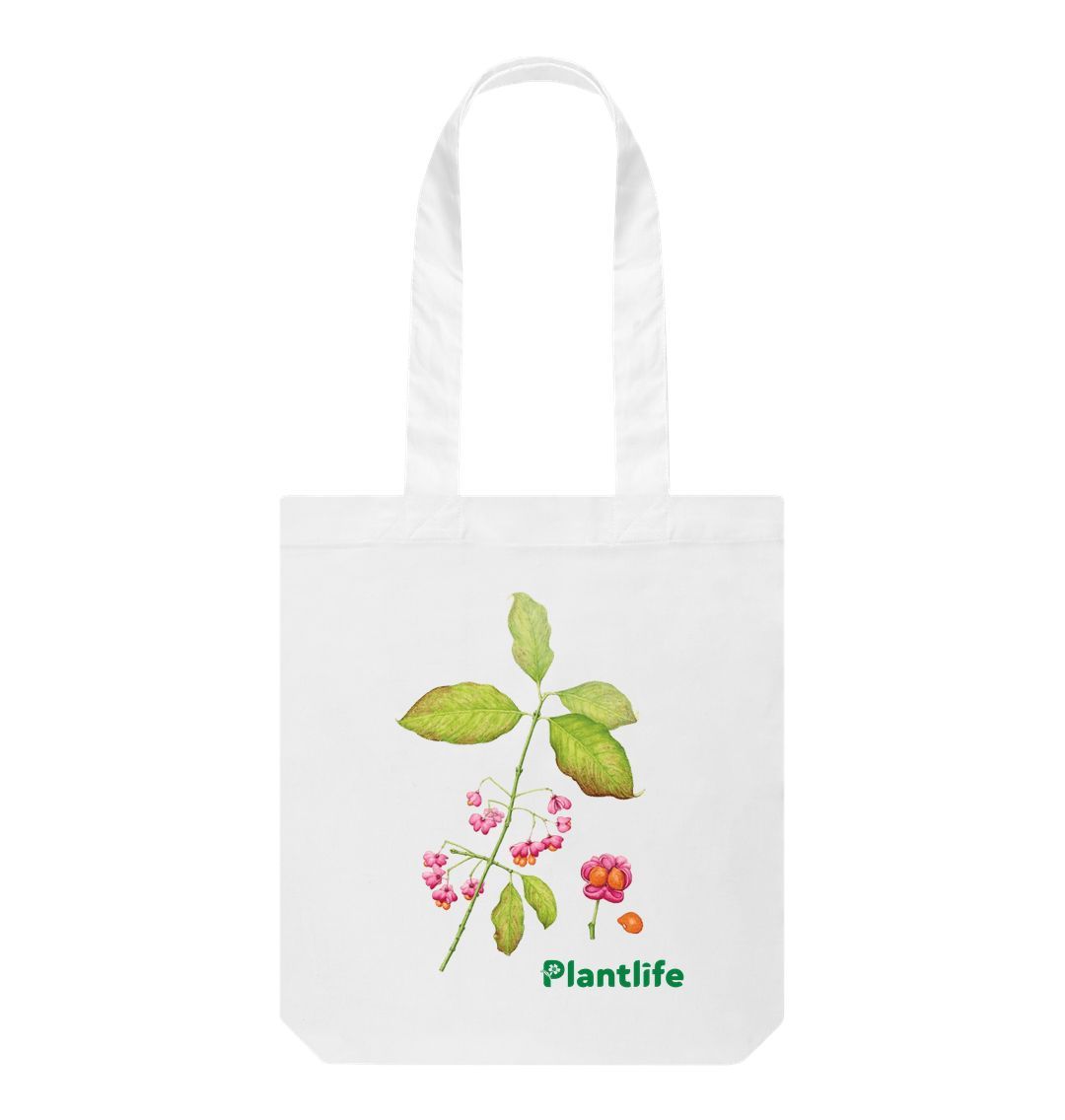 White Plantlife Design Tote Bag-  Euonymus europaeus (Spindle)