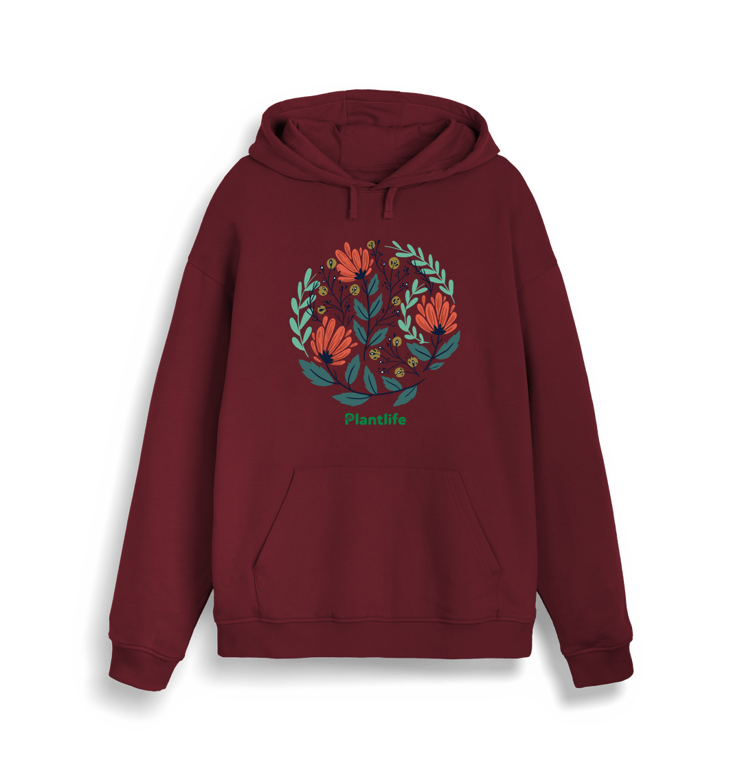 Burgundy Flower Design - Unisex Iconic Hoodie Sweatshirt