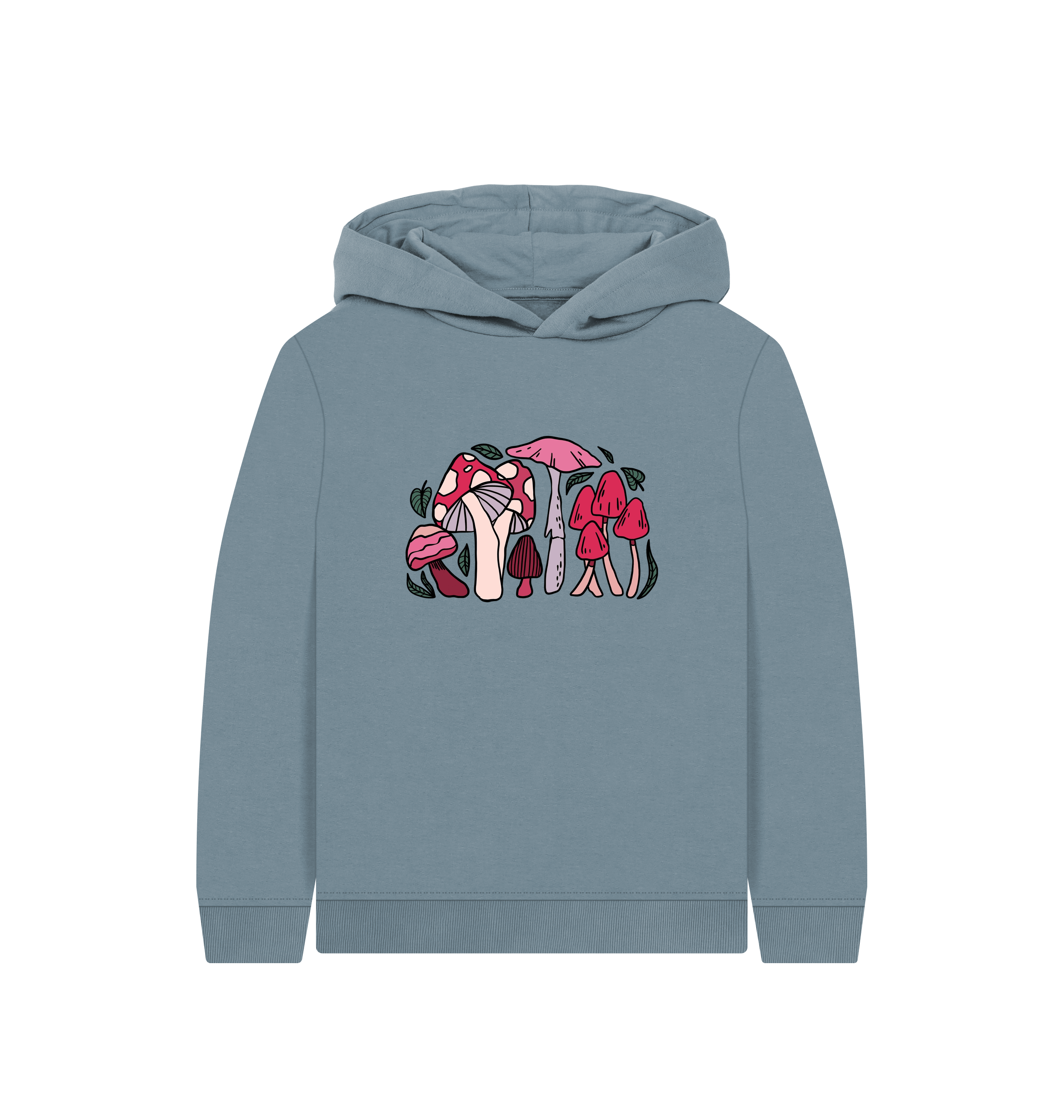 Stone Blue Printed Kids Hoodie Front