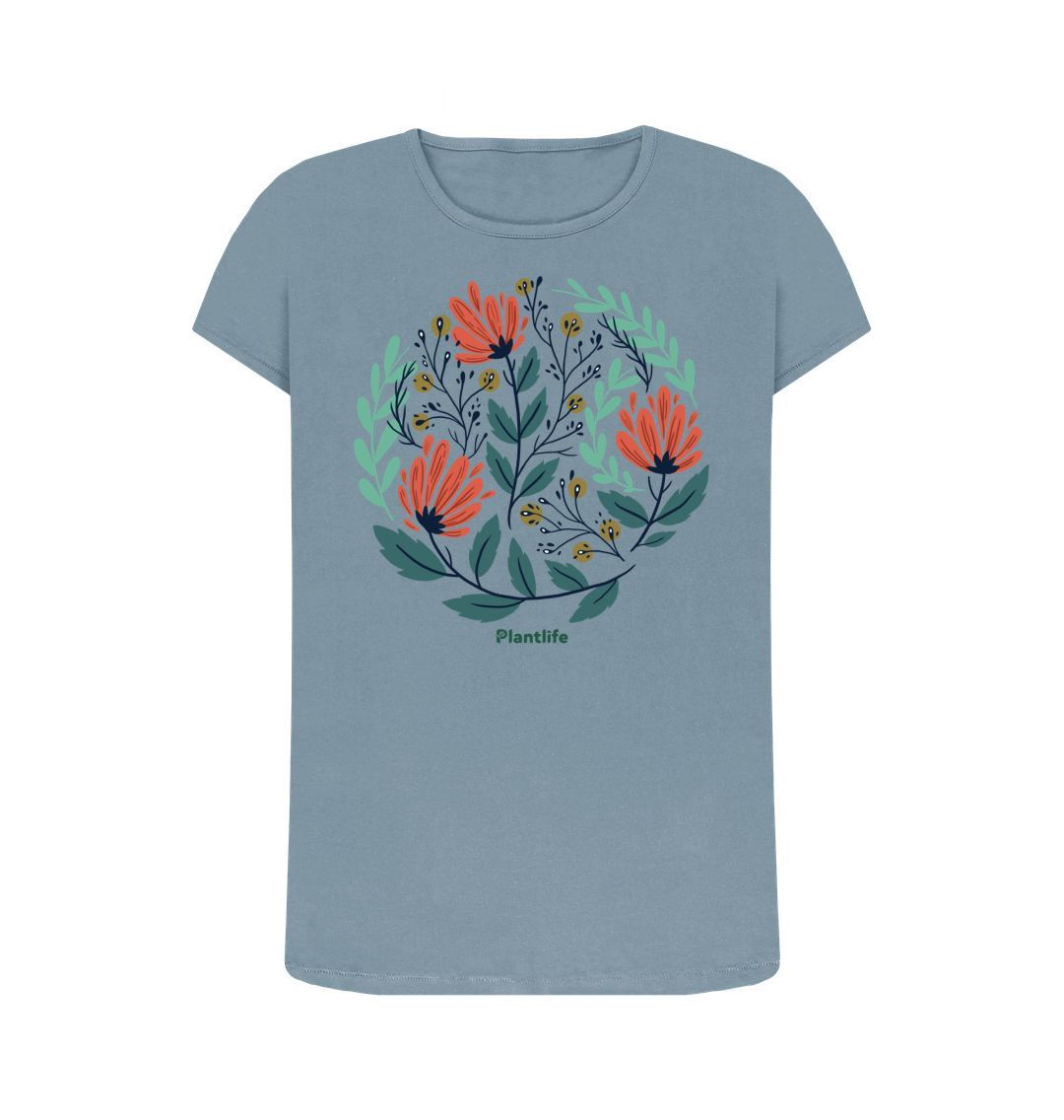 Stone Blue Women's Flower T-Shirt