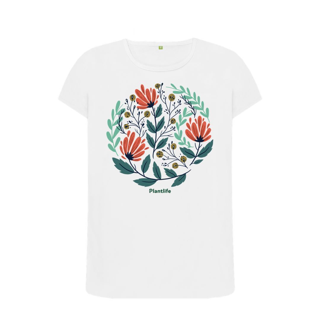 White Women's Flower T-Shirt