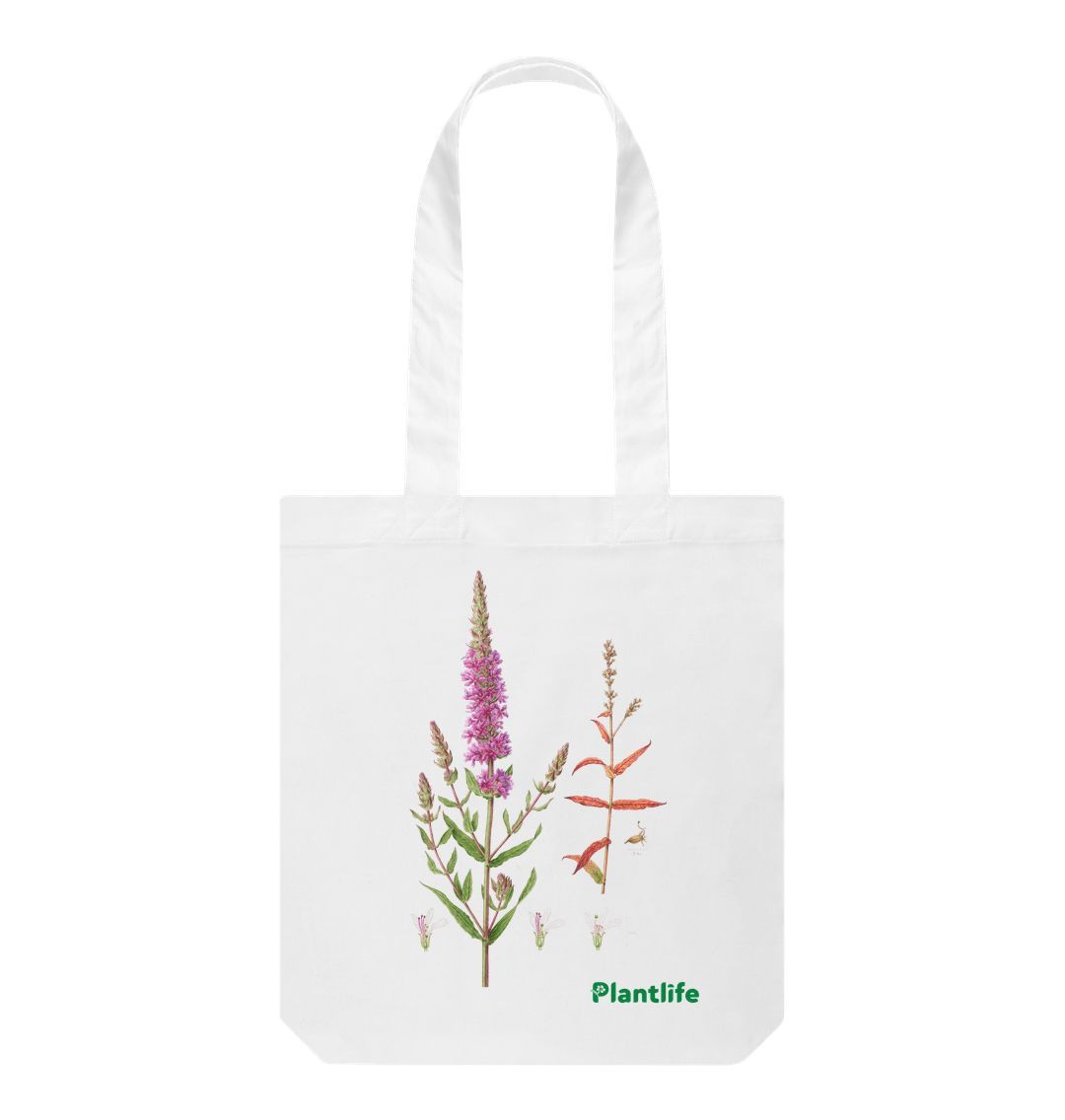 White Plantlife Design Tote Bag - Lythrum salicaria (Purple Loosestrife)