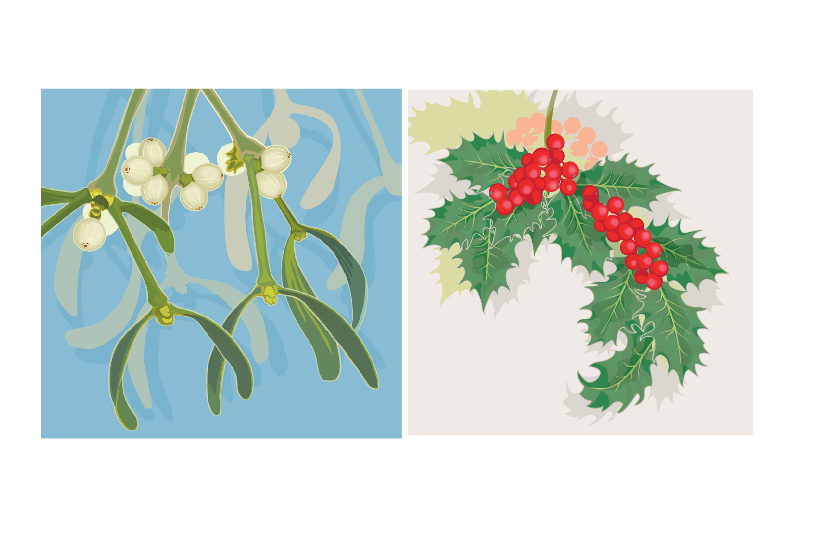 Christmas Cards: Mistletoe & Holly twin pack